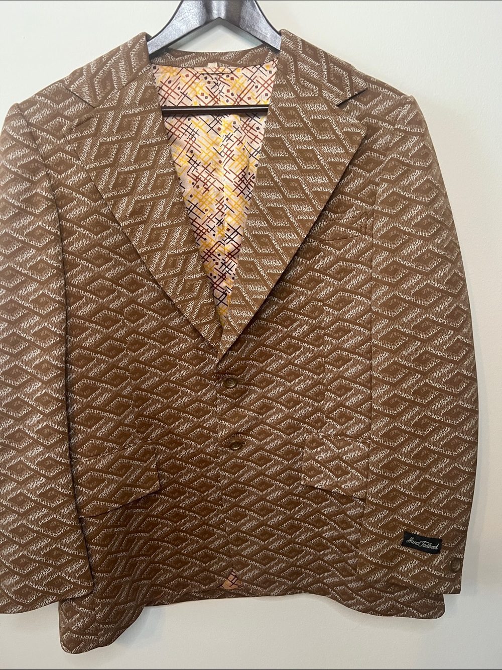 Men's Vintage Brown Textured Pattern Blazer - excellent condition